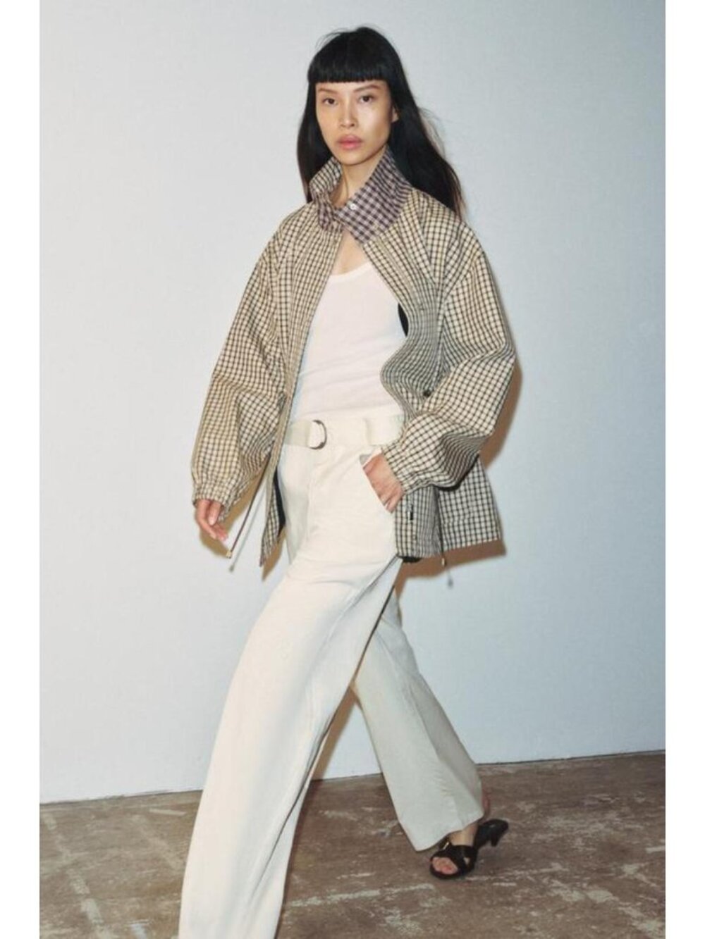 ZARA PLAID HIGH-NECK JACKET